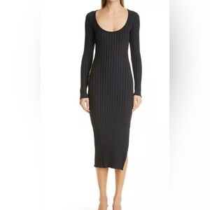 Simon Miller Black Ribbed Knit Long Dress